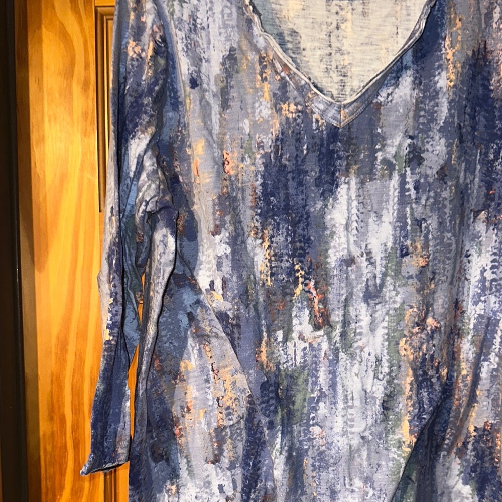 Belle by Kim Gravel Blue and White Relaxed Tunic - Picture 6 of 6
